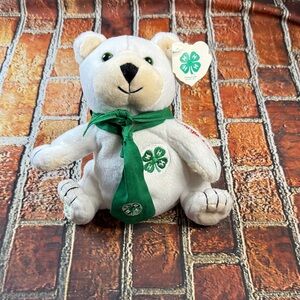 White Plush Bear with 4-H Clover Numbered Collectable Bear